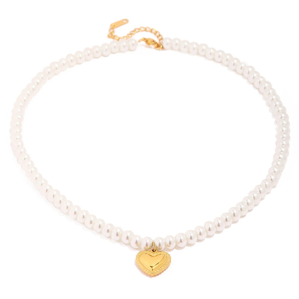 Pearl Of Heart Charm Necklace