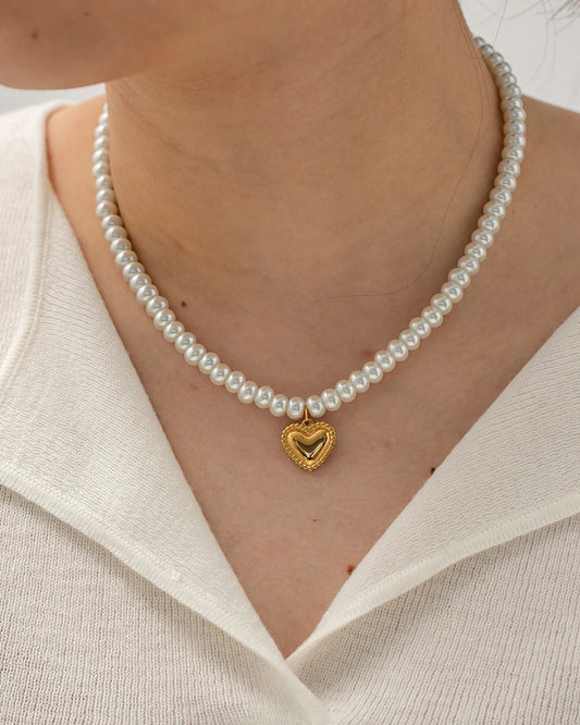 Pearl Of Heart Charm Necklace