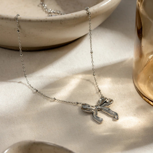 Silver Bow Necklace