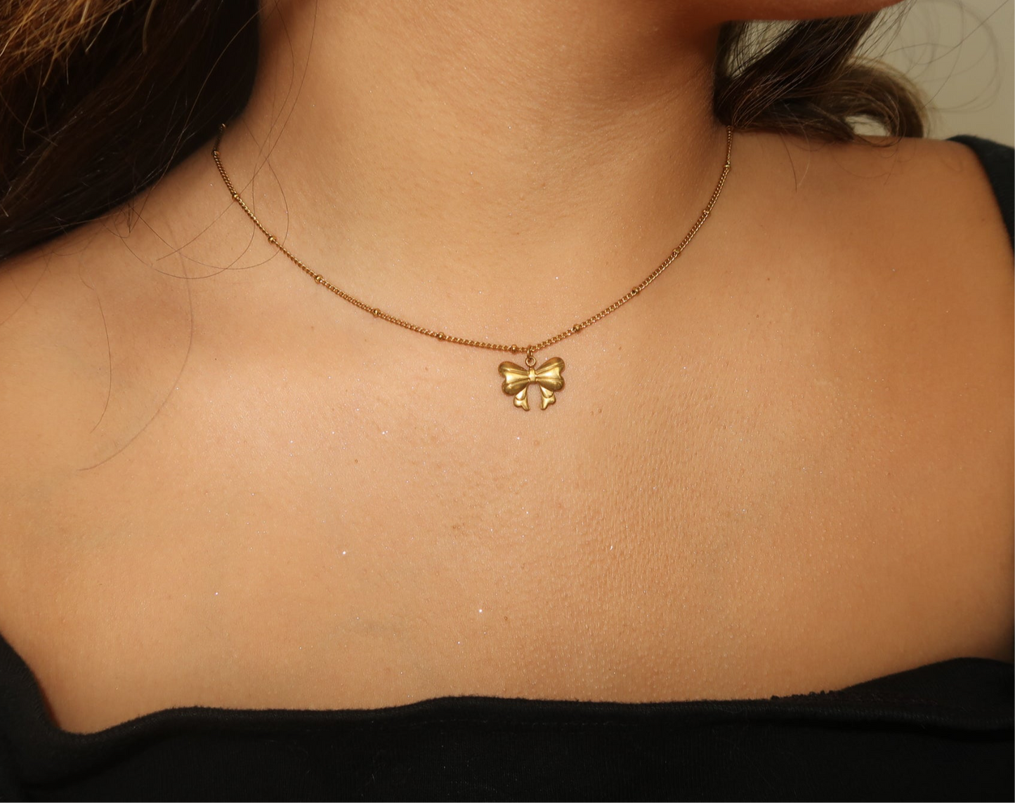 Gold Bow Necklace