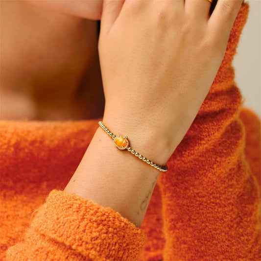 Pumpkin Glow Beaded Bracelet