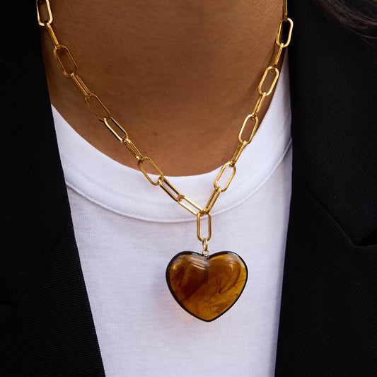 Brown Sugar Heart Pendant Necklace