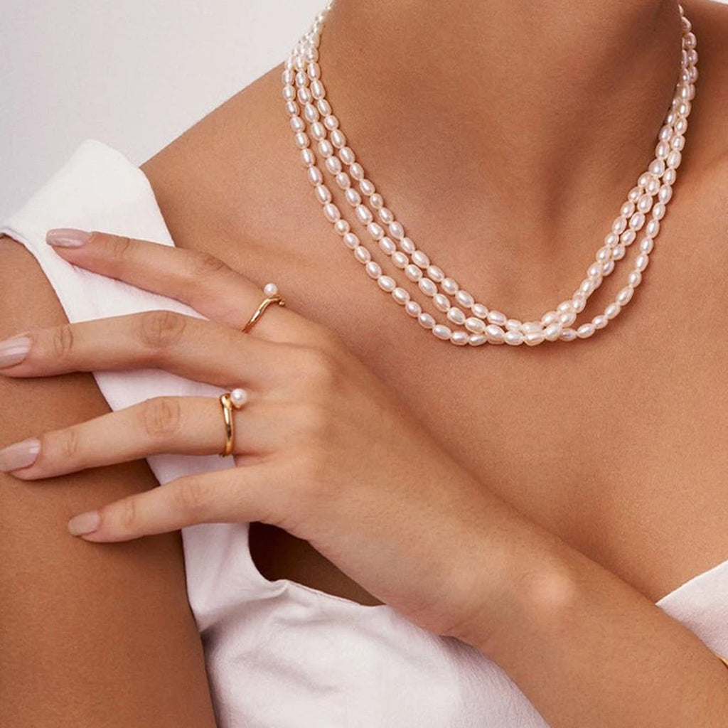 Golden Wave Pearl Ring