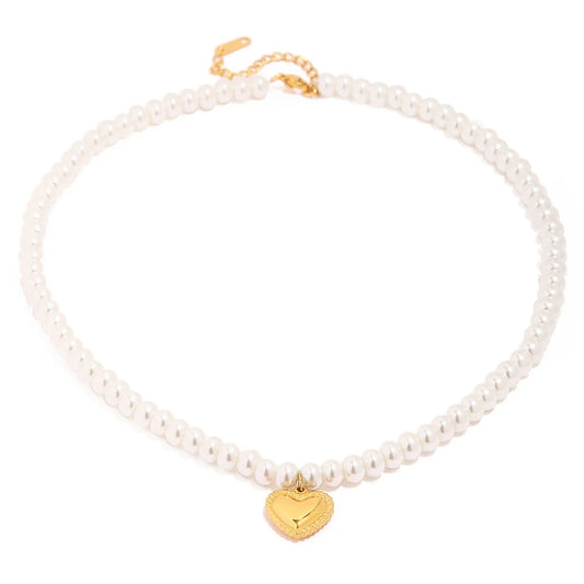 Pearl Of Heart Charm Necklace