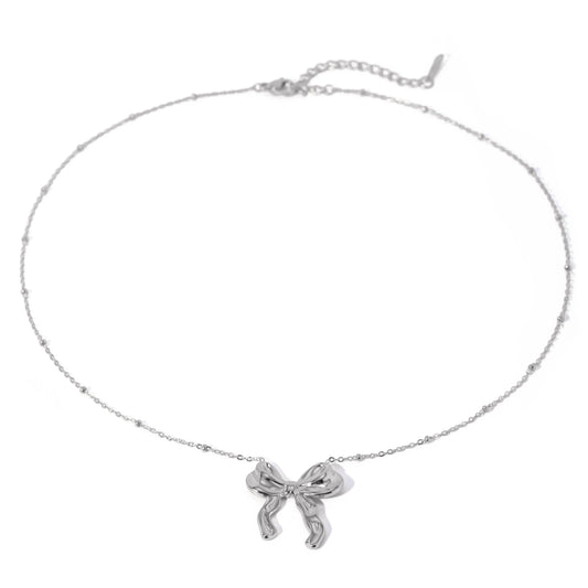 Silver Bow Necklace