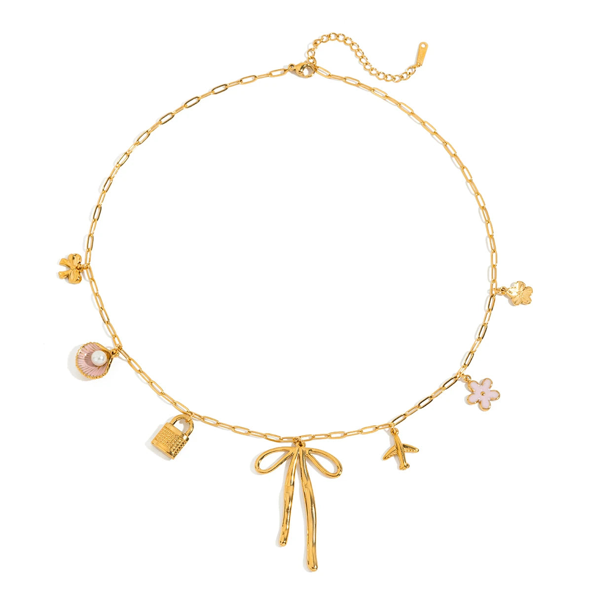 Golden Bow Charm Necklace