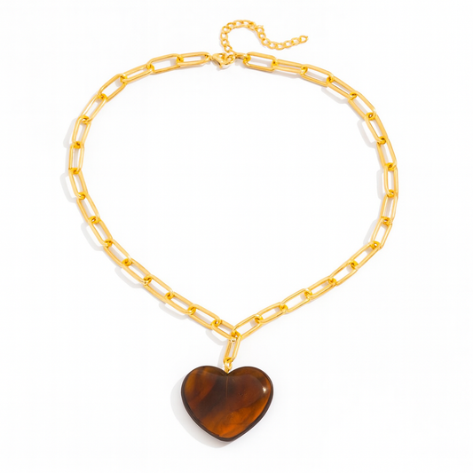 Brown Sugar Heart Pendant Necklace