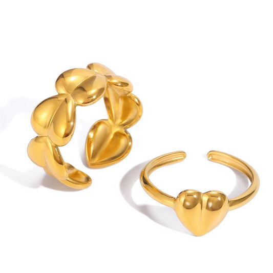 Golden Heart Rings Set