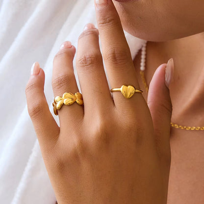 Golden Heart Rings Set