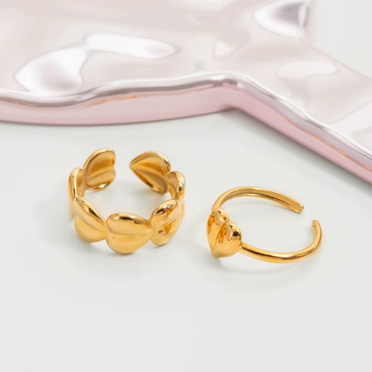 Golden Heart Rings Set